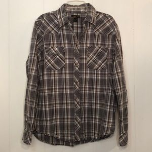 Men’s XL long sleeve brown plaid shirt
